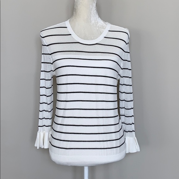 Cupcakes & Cashmere striped 3/4 ruffle sleeve top - Picture 1 of 8